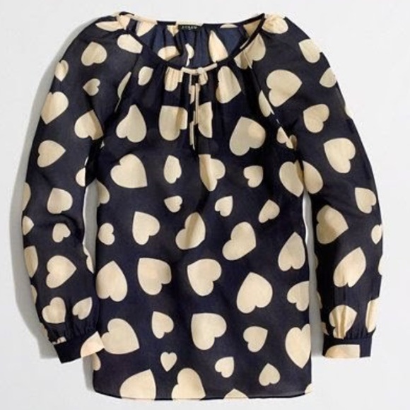 J. Crew Tops - {J. Crew Factory} XS Heart Blouse Navy + White